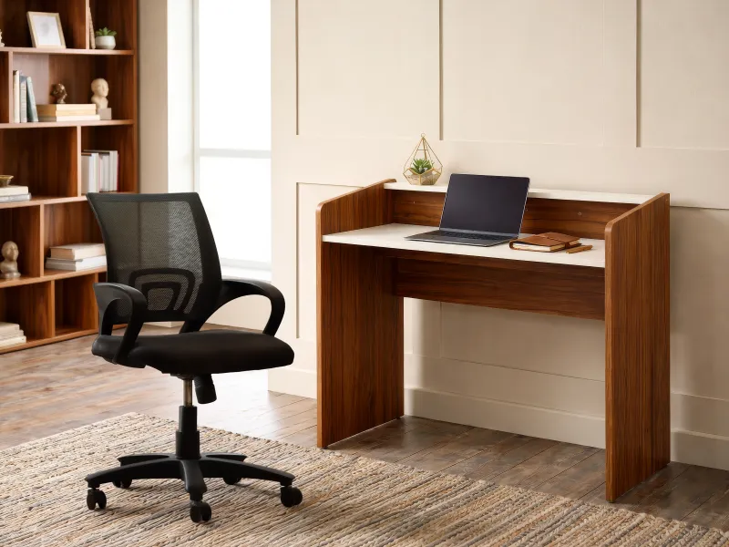 Luna Engineered Wood Study Table With Office Chair